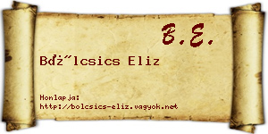 Bölcsics Eliz névjegykártya